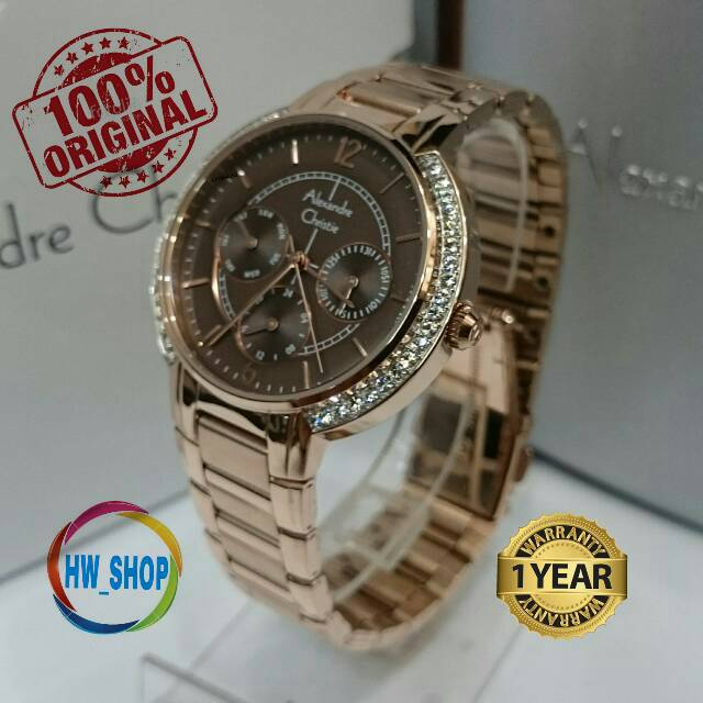 Jam Tangan Wanita Alexandre Christie 2602 RoseGold Original