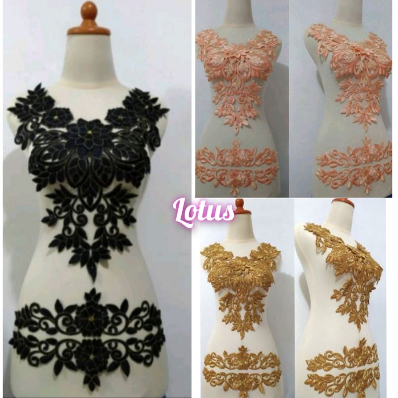 Renda Aplikasi Kerah Bunga Besar