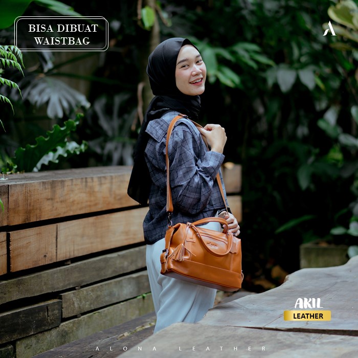 Tas Wanita Branded Model Selempang Slempang Jinjing Bahan 100% Kulit Sapi Asli Original Alona Freya Leather Sling Bag