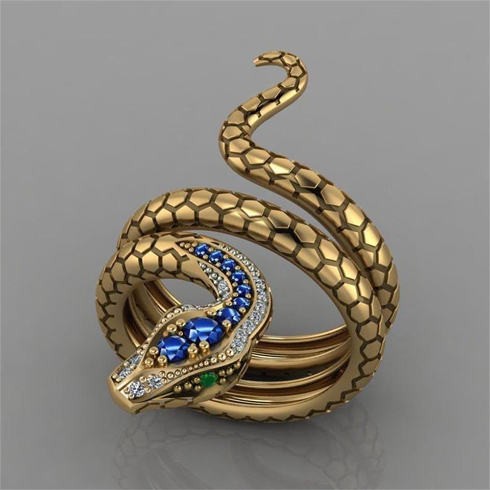 Wonder Snake Rings Jari Cincin Keren Pria Kuningan Hip Hop Perhiasan Vintage