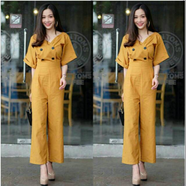 1181 Jamsuit 4 button mustard