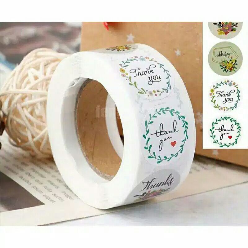 Roll Stiker Thank You 500pcs | Handtag | Sticker Label Bunga Tulisan Thank You Dekorasi Pesta Pernikahan™