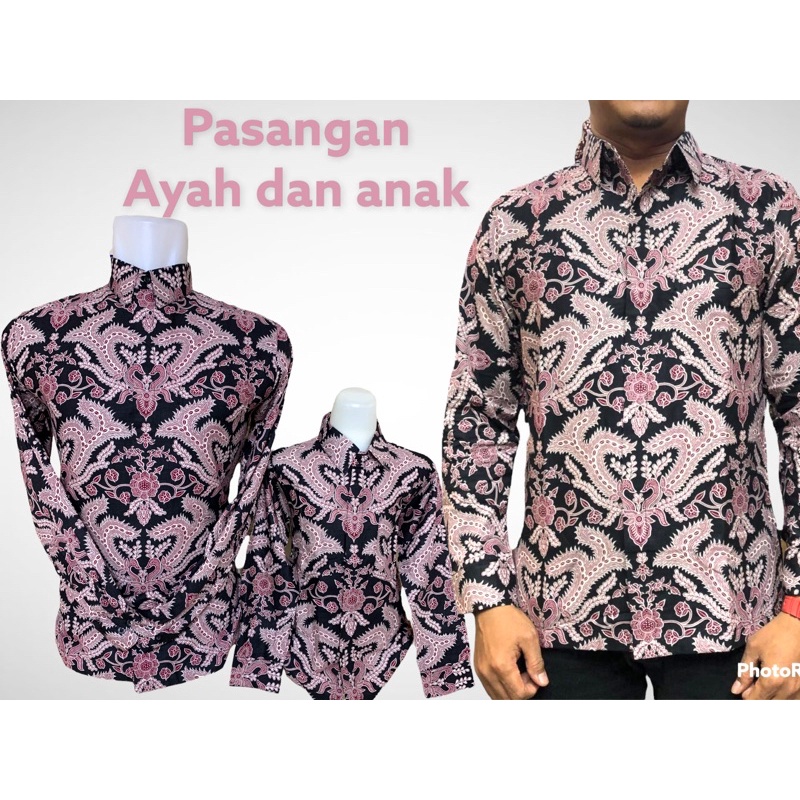 PH Baju Batik couple ayah dan anak warna pink lembut,warna real merah lembuk ke pink,batik pasangan ayah dan anak warna pink lembut,Pria Lengan Panjang lapisan furing hero,Warna pink lembut,Batik Premium,Batik Modern,Batik Jumbo,Batik Solo,Batik Kantoran