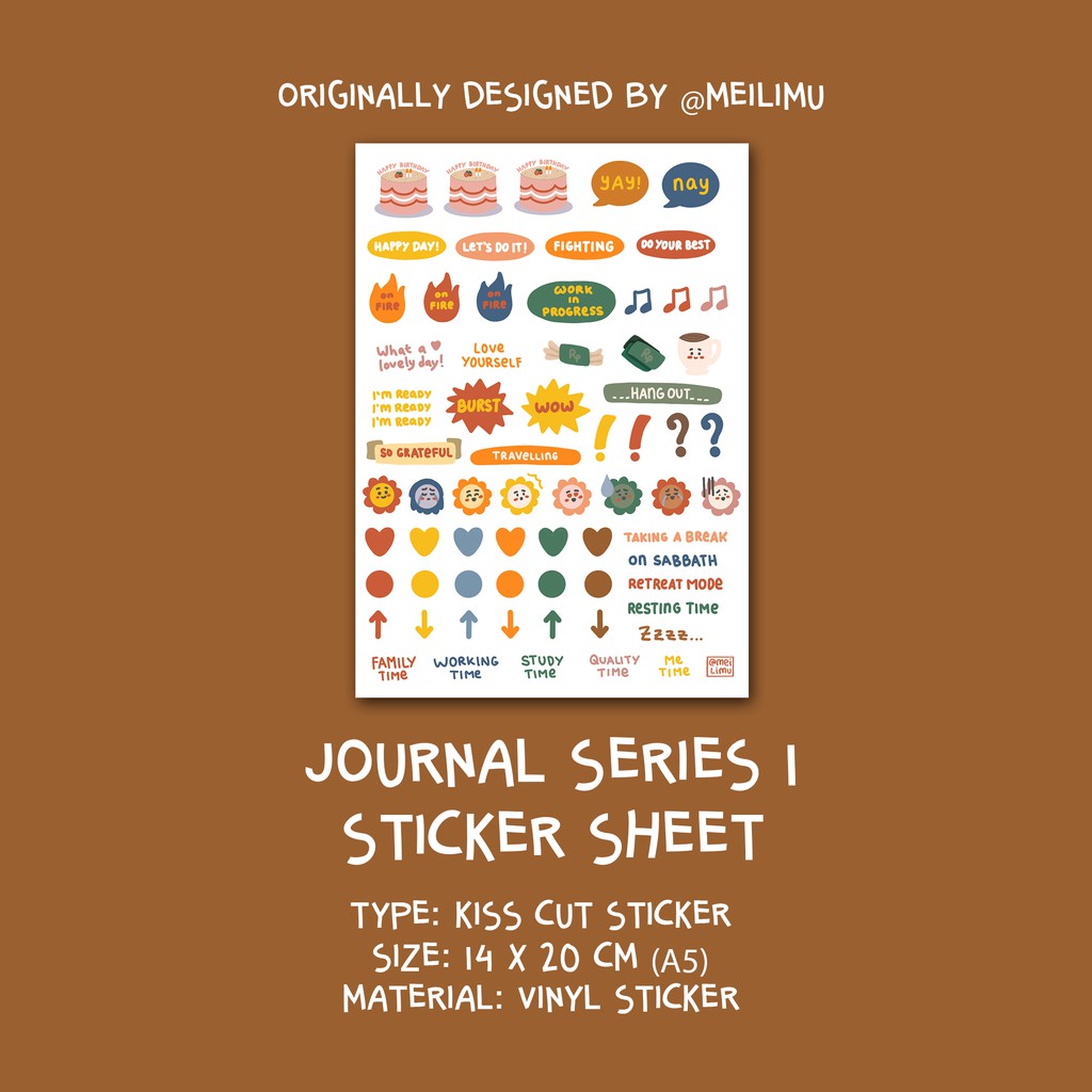 

Journal Series 1 Sticker Sheet | Stiker Bullet Journaling