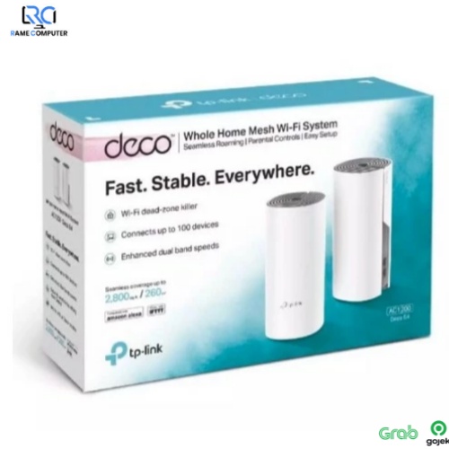 TP-LINK Deco E4 (2-pack) AC1200 Whole-Home Mesh Wi-Fi System Qualcomm CPU 10/100Mbps Ports  Cloud Su