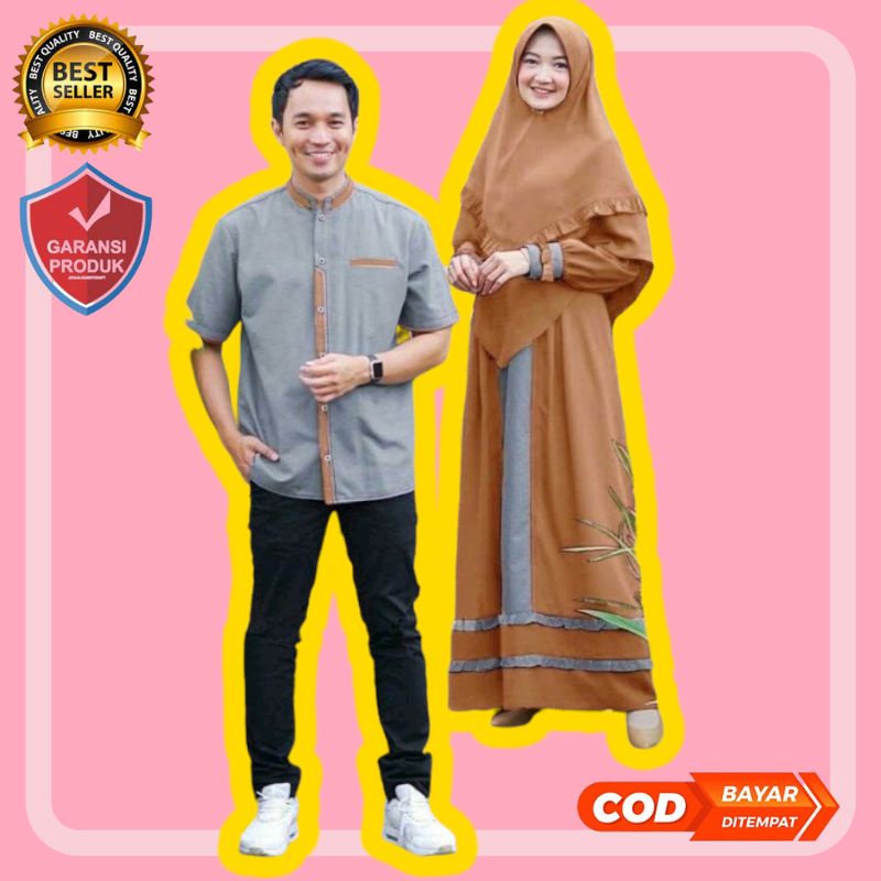 Baju Gamis Kapel Pasangan Silovi Set Gamis Couple Sarimbit Keluarga Kapelan Suami Istri Kapel Lamaran Pacar Keluarga Kekinian Lebaran Terbaru 2022