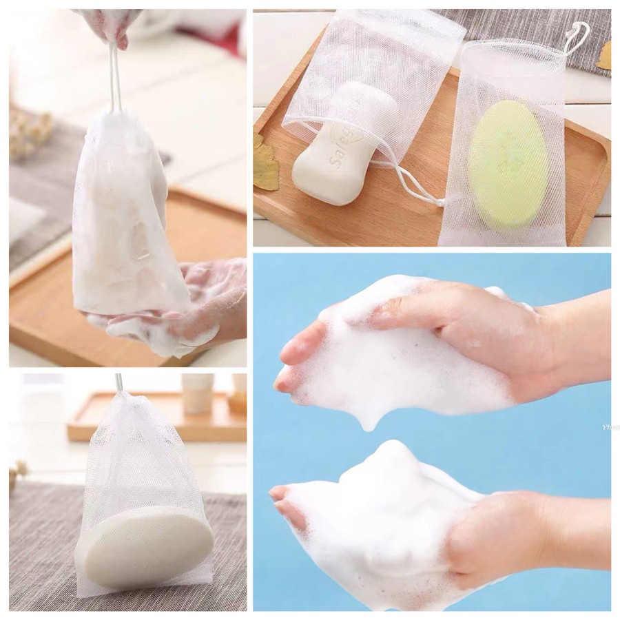 Kantong Jaring Pembuat Busa Jaring Halus untuk Sabun Batang Foaming Net Bath Shower Soap