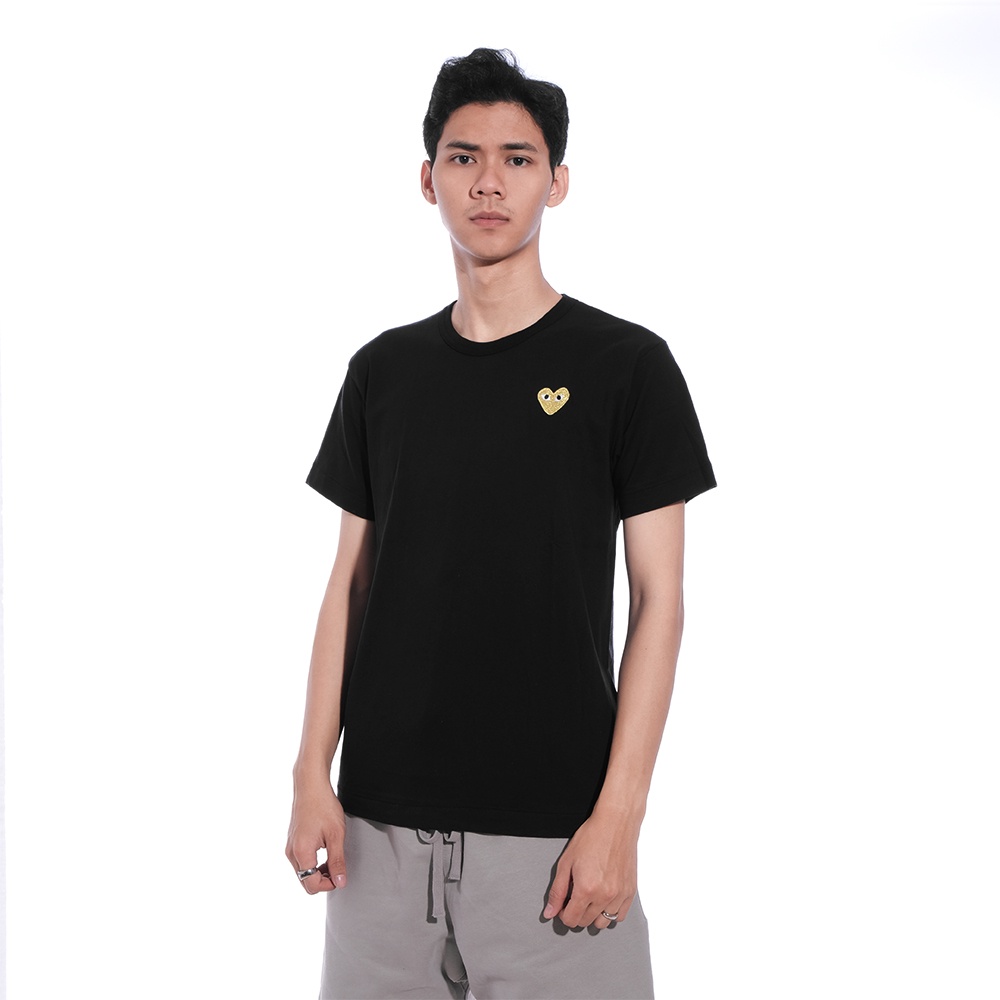 CDG Play Golden Heart Patch T-Shirt Black