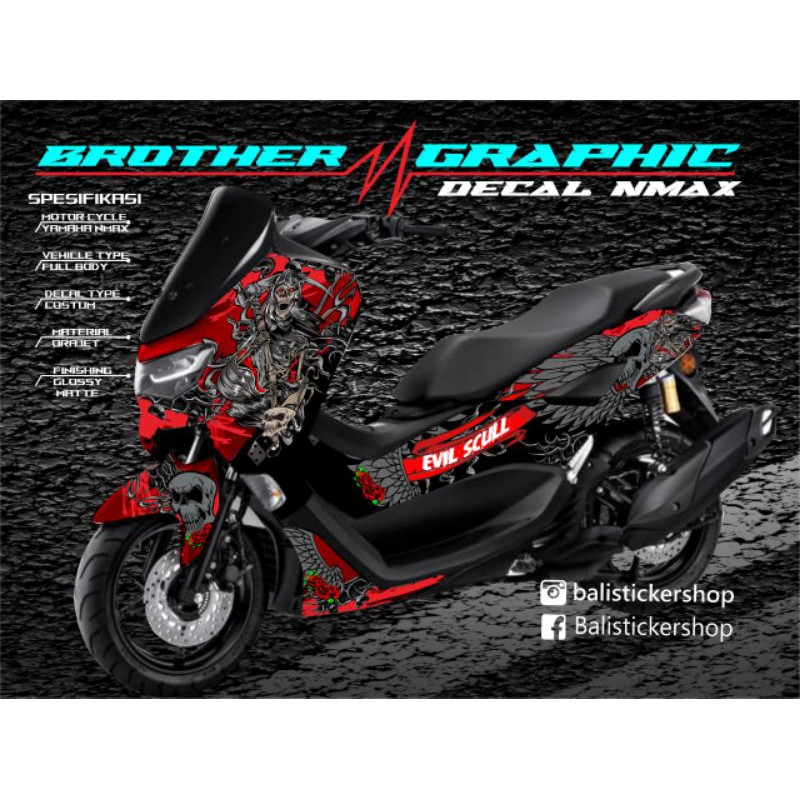 Decal New Nmax 2018 2019 2020 Decal Sticker fullbody NMAX / ALL NEW NMAX desain TENGKORAK SQULL