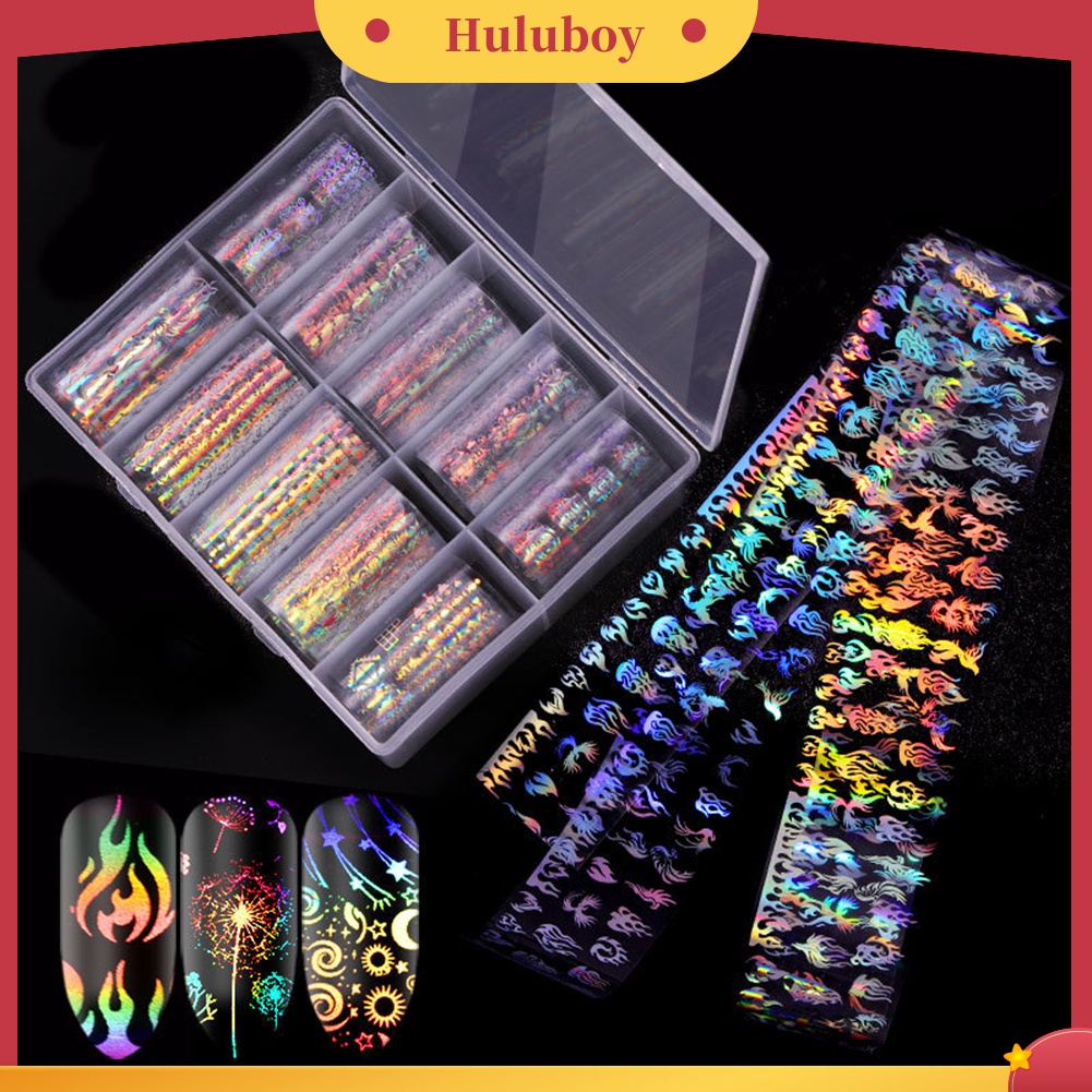 Huluboy Huluboy♡ Stiker Nail Art Desain Starry Sky Flame Untuk Dekorasi Manicure