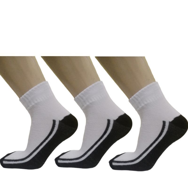 Jual 3 PASANG KAOS KAKI SEKOLAH WARNA PUTIH, HITAM, PUTIH TELAPAK HITAM