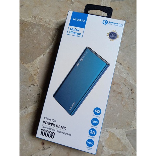 POWER BANK PB Vivan 10000 mAh Vpb F10S biru
