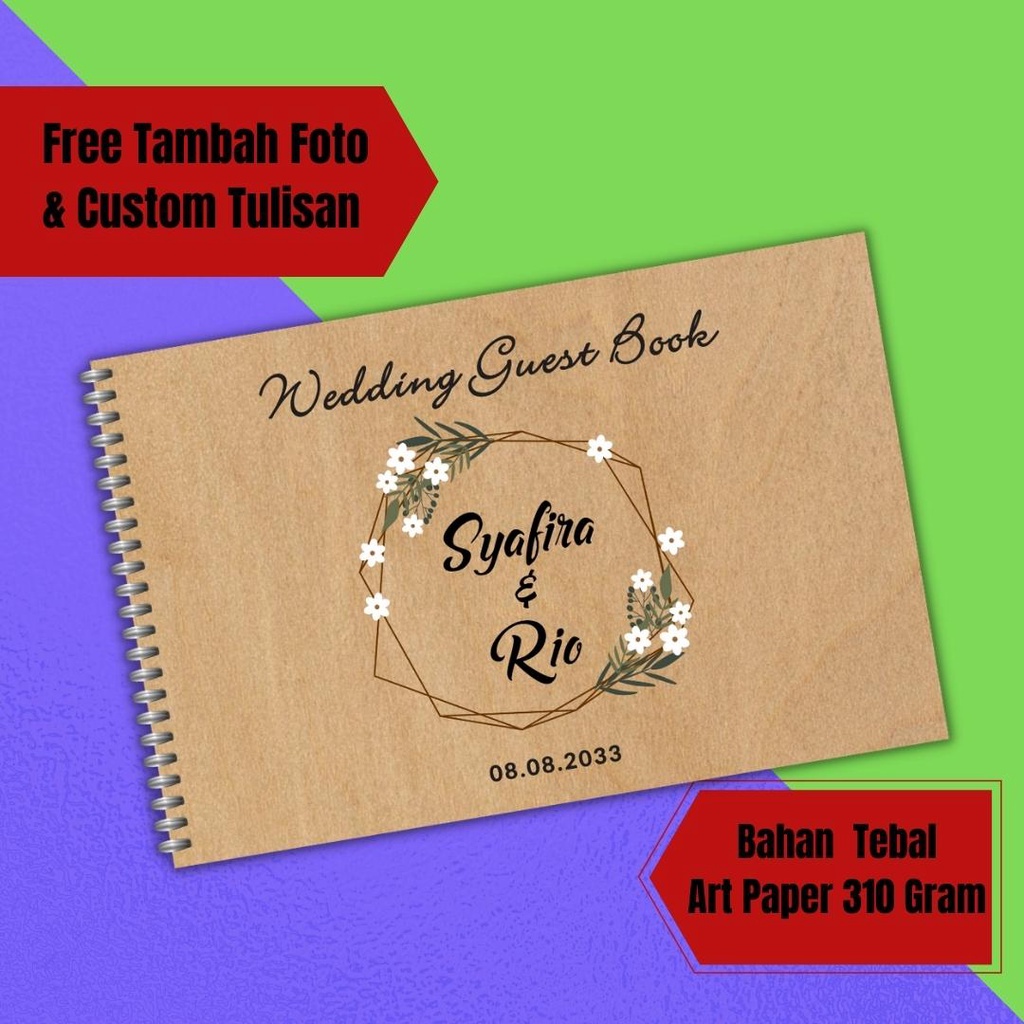 Buku Tamu Pernikahan Rustic Custom Kekinian Premium Murah