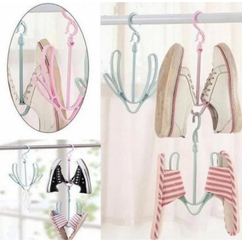 GANTUNGAN 4 IN 1 HOOK SANDAL SEPATU PAKAIAN HANGER MULTIFUNGSI