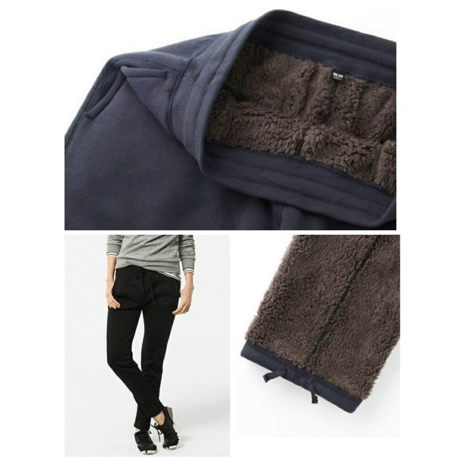 Uniqlo Blocktech Sweatpants Bulu Celana Training Musim Dingin Original Best Quality