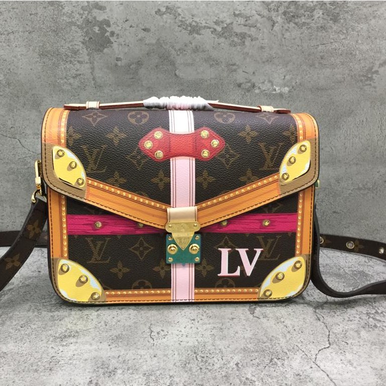 Tas LV Louis Vuitton Pochette Metis Summer Print Trunk M43628 Mirror ORI - ORI LEATHER QUALITY