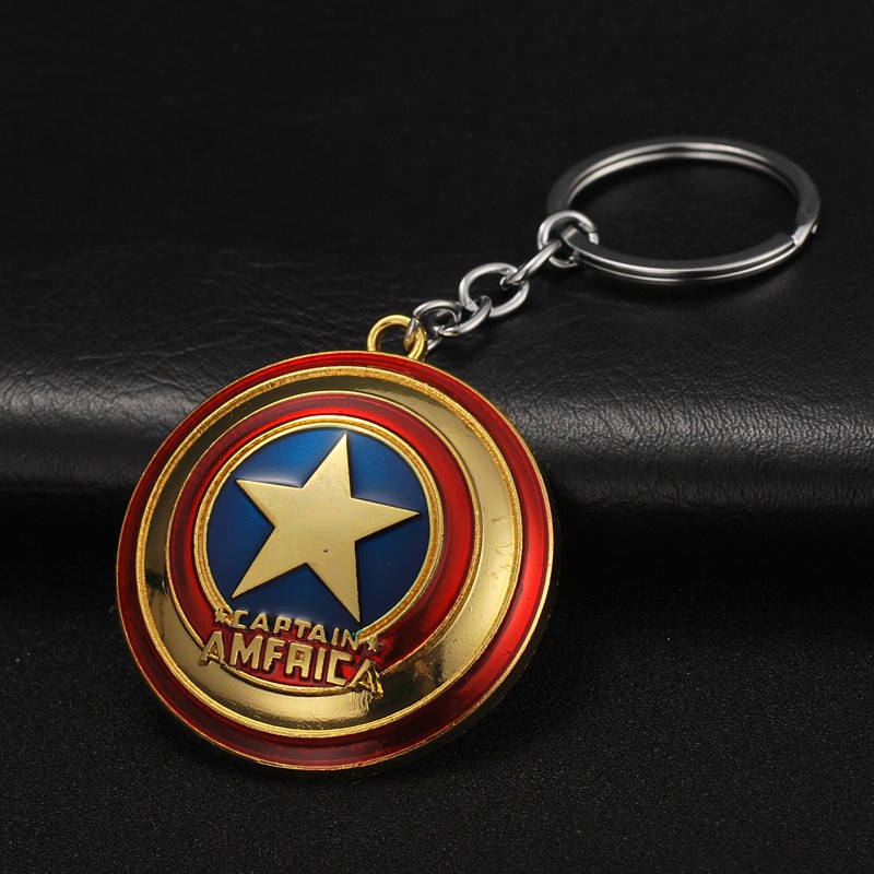 1pc Gantungan Kunci Bentuk Perisai Captain America Bahan Alloy