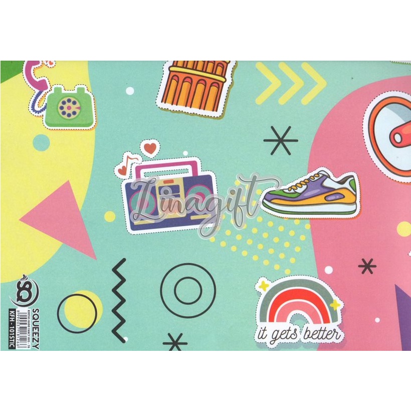 ( 5 Lembar ) KERTAS KADO SQ DOFF - GIFT WRAPPING PAPER STICKER ICONS CUTE SIMBOL STIKER BUNNY EMO EMOTICON