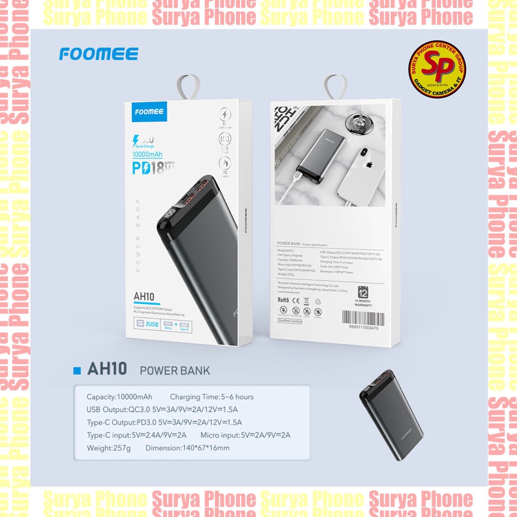 POWER BANK FOOMEE AH10 10000mAh