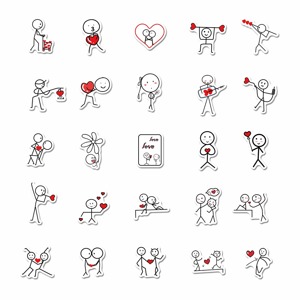 50pcs stickman cartoon stickers cute hand account stickers laptop water cup decoration waterproof stickers