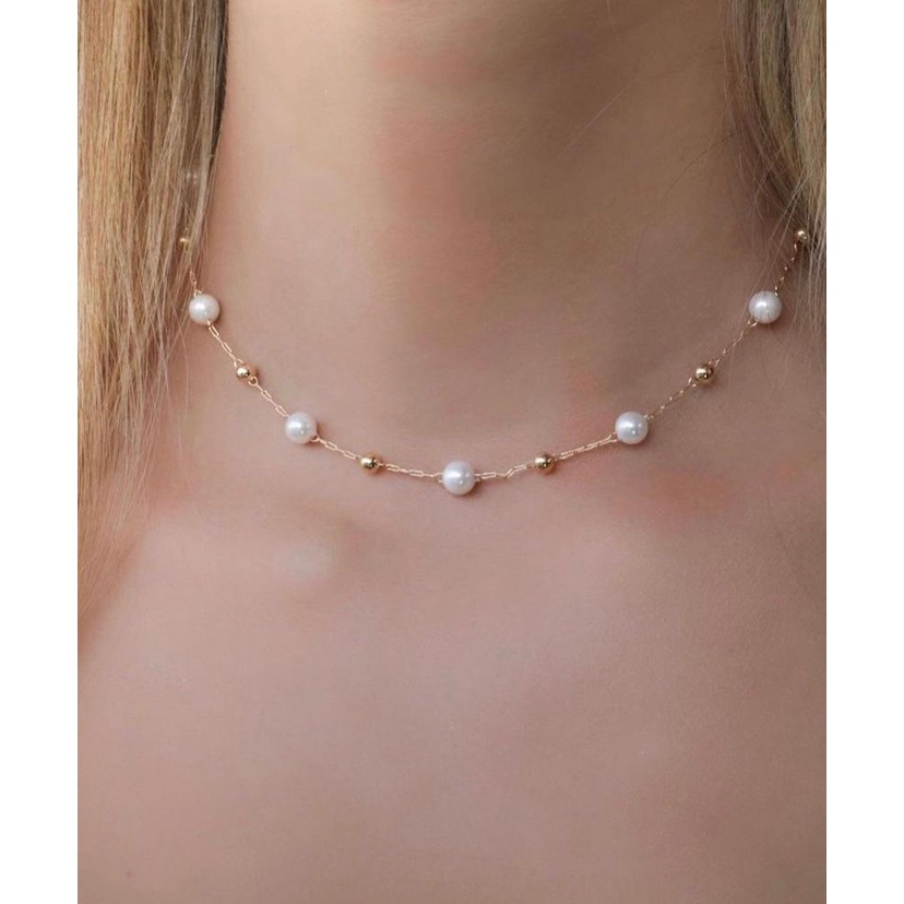 Senada Victory Kalung Mutiara Wanita Korea Pearl Choker Necklace Aksesoris Wanita SK065