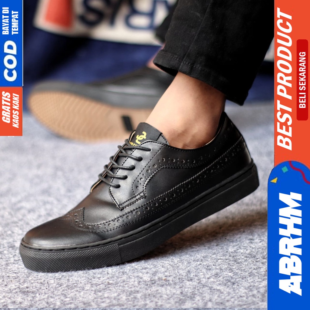 ABRHM LONGWING Sepatu Formal Casual Pantofel Kerja Hitam