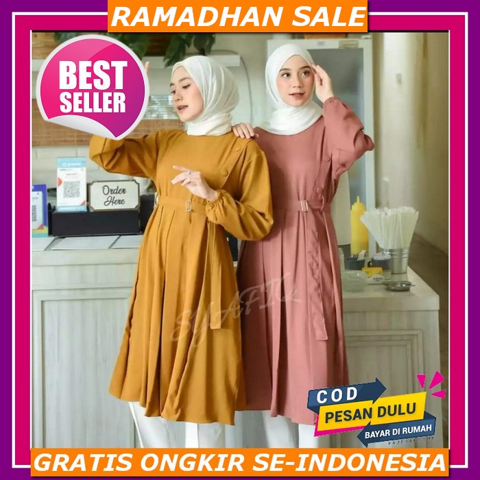 Atasan Tunik Terbaru Aurel Atasan Tunik Murah Bahan Dior Silk Spassy Uwais Moela Morist Edelweiss Al