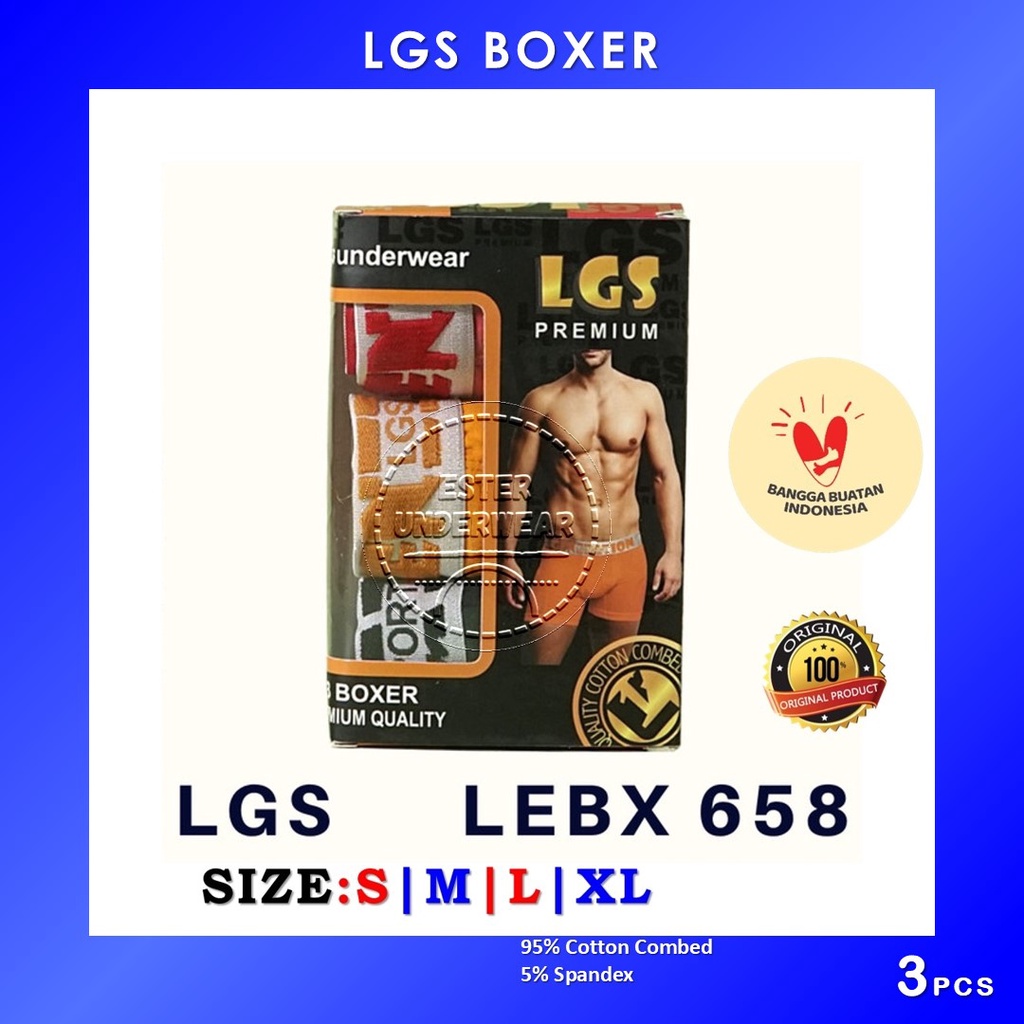 Celana Boxer Pria LGS 658 ISI 3Pcs|Celana dalam LGS Premium