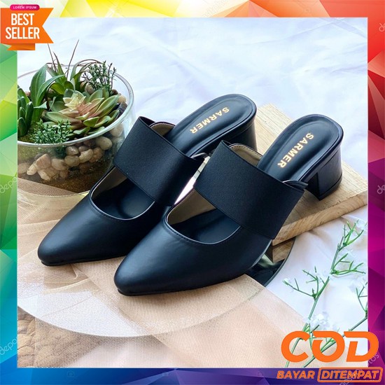 Heels Hills Heel Sepatu Hak Tinggi Hak Tahu Sandal Haihil Ibu2 Kondang Sarmer - Viana Heels Black Ed