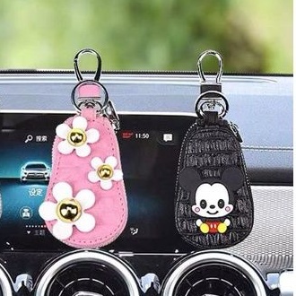 Gantungan spion kunci mobil stnk chnl hitam DOMPET KUNCI OVAL MOBIL STNK MINNIE MOUSE DISNEYLAND BAHAN KULIT SINTETIS PREMIUM