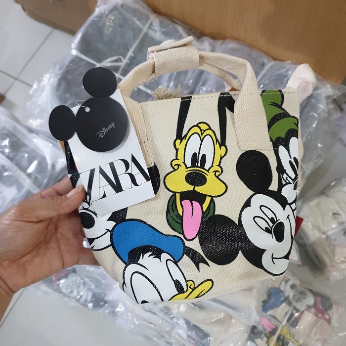 TAS BRANDED ORIGINAL 100% ZARA Mickey Canvas Bag SELEMPANG SLINGBAG CEWEK WANITA IMPOR JAKARTA