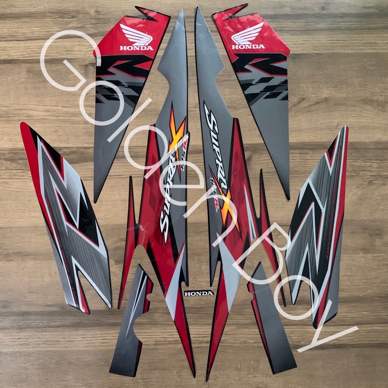 Striping Supra X 125 2009 2010 Hitam (Merah) Sticker Supra X 125 2009 2010 Hitam (Merah) Stiker Supr