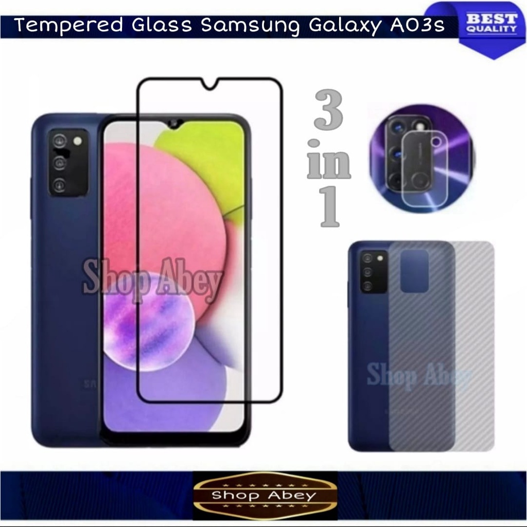 TEMPERED GLASS LAYAR FULL SAMSUNG GALAXY A03S FREE ANTI GORES CAMERA DAN SKIN CARBON SAMSUNG GALAXY 