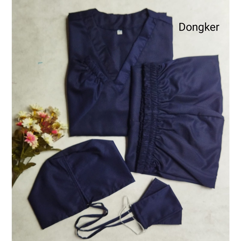 Baju OK OKA dokter jaga perawat petugas medis lengan PANJANG KARET ukuran S M L XL XXL-Dongker