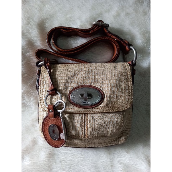 tas fossil maddox turnlock snake skin preloved
