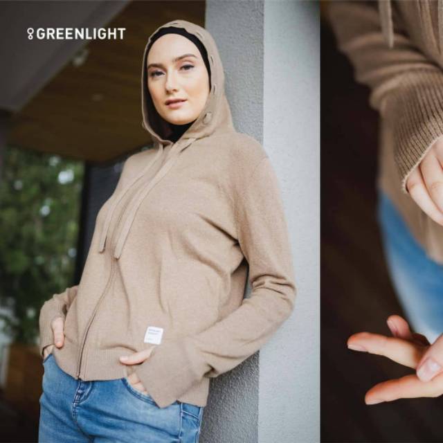 Sweater rajut wanita Greenlight coklat sleting