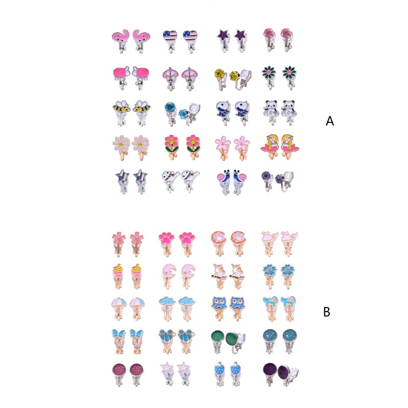 Siy 20 Pasang Anting Klip on Bentuk Hewan Lucu Untuk Anak Perempuan