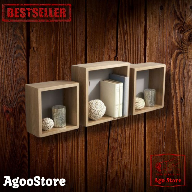 Rak kotak kayu Ambalan kotak Rak dinding Rak minimalis Rak kaktus