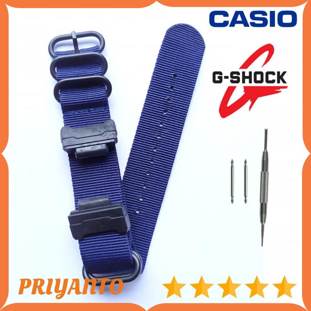 Strap Nato Zulu Canvas Kanvas Nylon Jam Tangan Casio G-shock Free Paket Blue