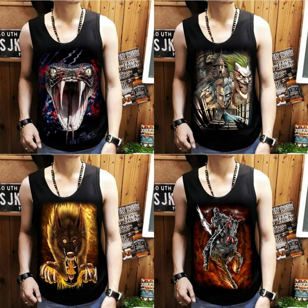 Singlet lekton pria motif campur