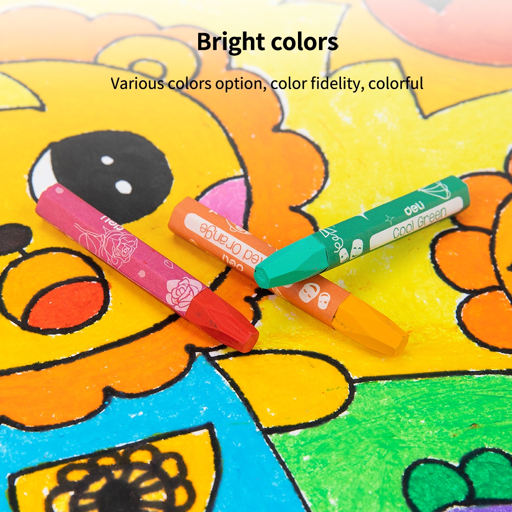 Deli Oil Pastel Crayon 12/24/36 Warna cerah sempurna tidak beracun EC20134