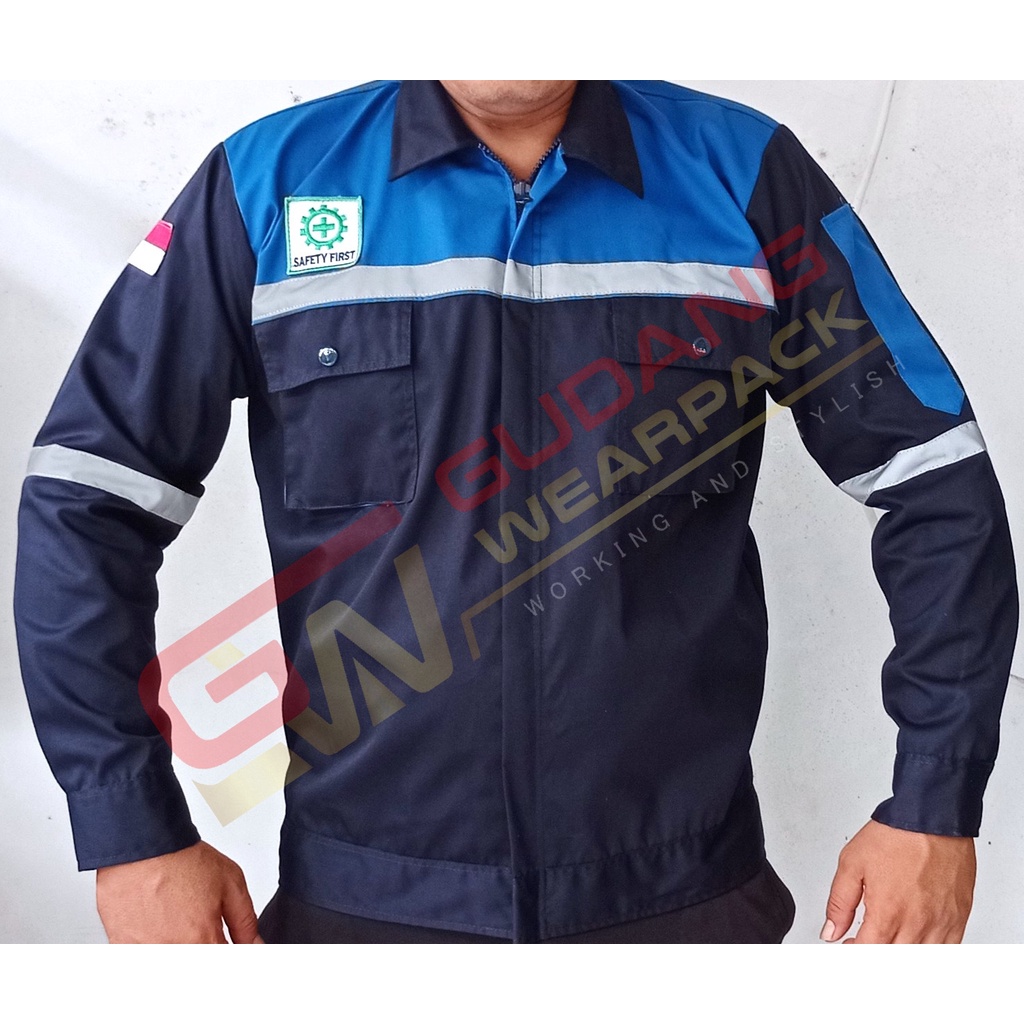 Gudang Wearpack - Baju Kerja Seragam Proyek Warna Dongker - Biru Bca