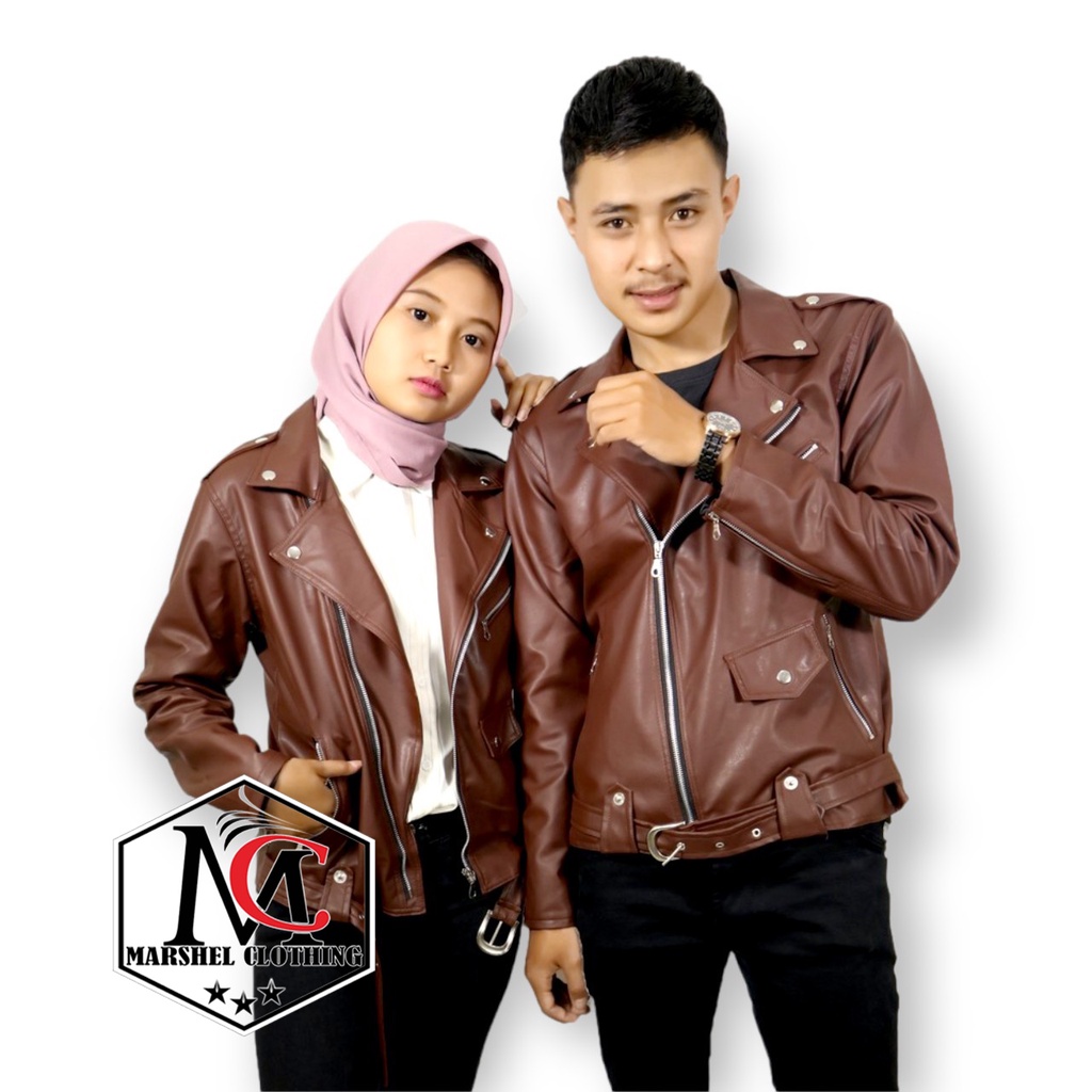 RCL - Jaket Semikulit Rocknroll Pasangan / Couple Leather Jacket Ramones Changcuter Pria Wanita ( HARGA SEPASANG )