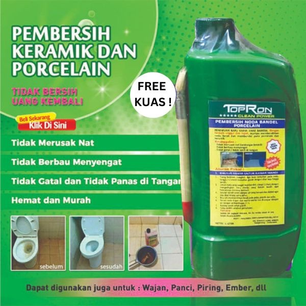 BISA COD - TOPRON CLEAN POWER Pembersih Keramik Lantai 1 liter + kuas ∣ Topron pembersih lantai dan 