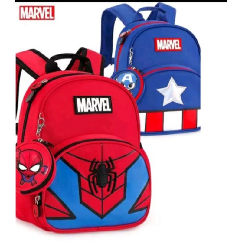 MOEZHA TAS _ Tas Ransel Fashion Sekolah Anak Laki Laki PAUD TK SD Marvel Super Hero Kapten Amerika