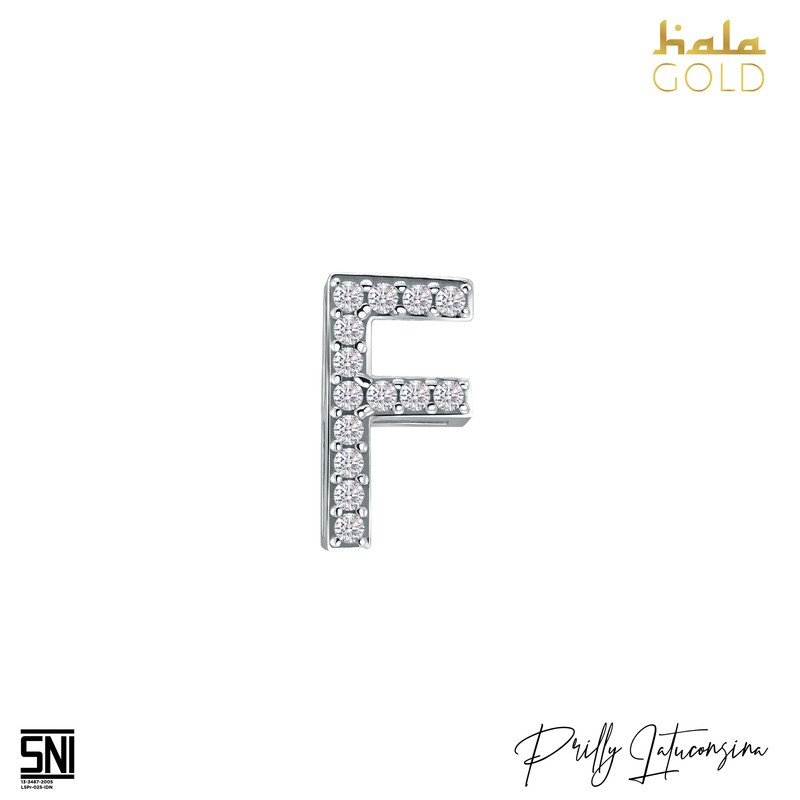 Liontin Emas Prilly Lop U Hala Gold Huruf Alphabet F