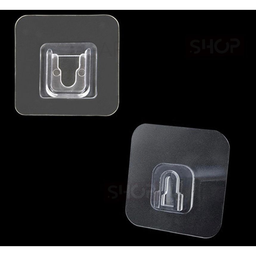IC GANTUNGAN TEMPEL SOCKET HOOK TRANSPARAN 1 PASANG / GANTUNGAN PLUS MINUS DOUBLE TAPE SERBAGUNA / Gantungan Tempel Magic Hook Cadangan Stiker Lem Dinding Transparan Laci Pigura Jam Kamar Serbaguna