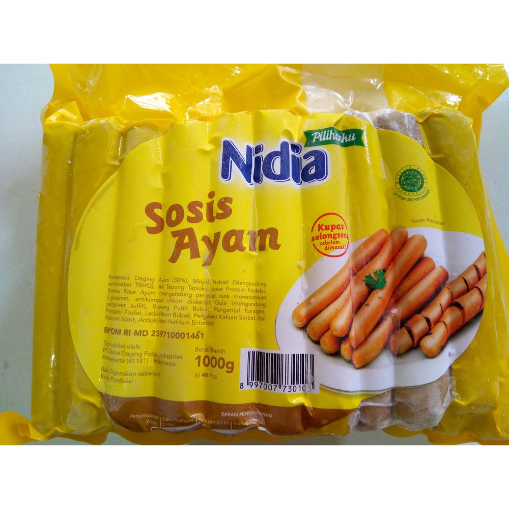 

Nidia Sosis Ayam Chicken Sausage 1 kg 750 gr 500 gr 375 gr FROZEN SAYUR ONLINE BANDUNG
