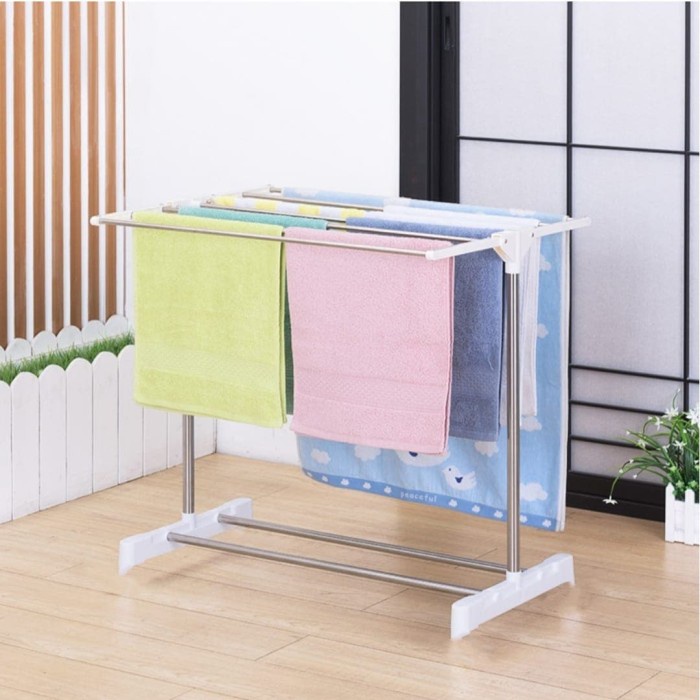 COD Jemuran Menara Lipat Jemuran Baju Model Menara Susun 3 TINGKAT Foldable Clothes Drying Airer Rak jemuran lipat /jemuran model menara warna putih