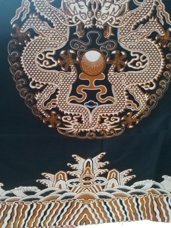 Kain Batik Solo Motif Naga Kembar Warna Hitam
